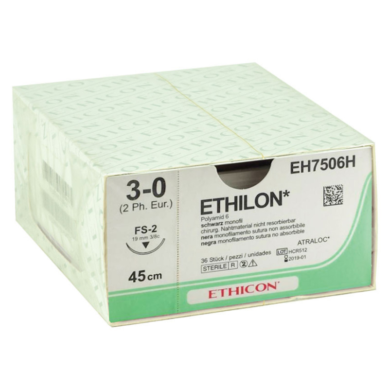SUTURA MONOFILAMENTO ETHICON ETHILON calibro 3/0 ago 19 mm