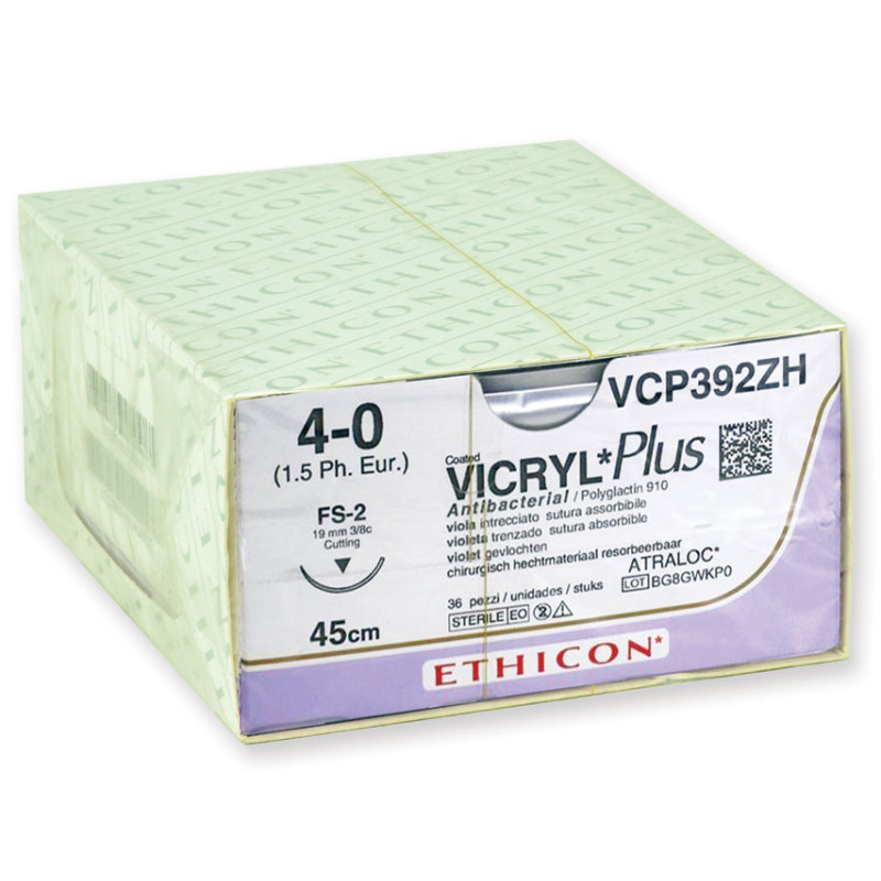 SUTURA ASSORBIBILE ETHICON VICRYL PLUS calibro 4/0 19 mm